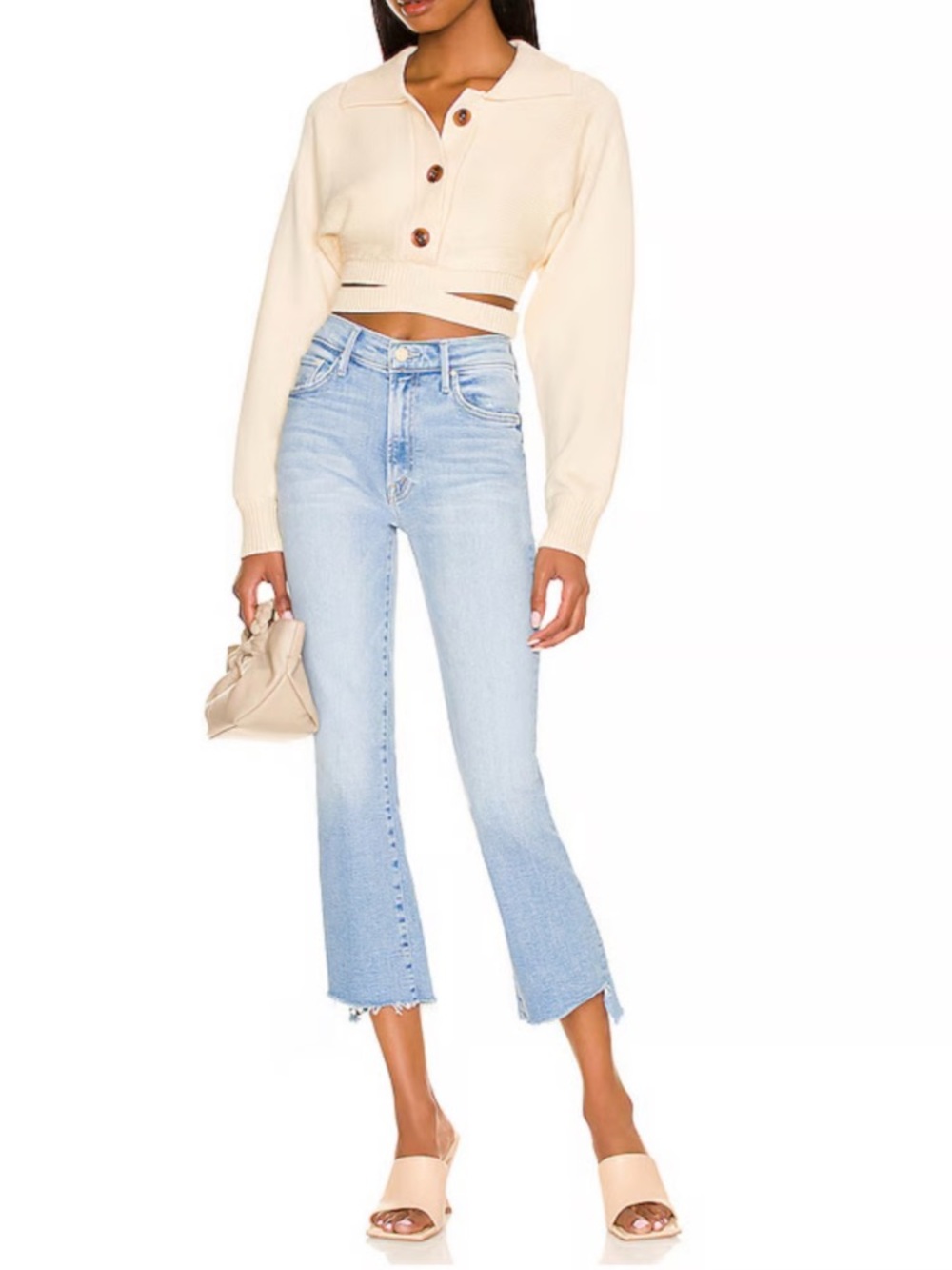 Mother The Insider Crop Step Fray Jeans in Limited Edition light Wash size 26